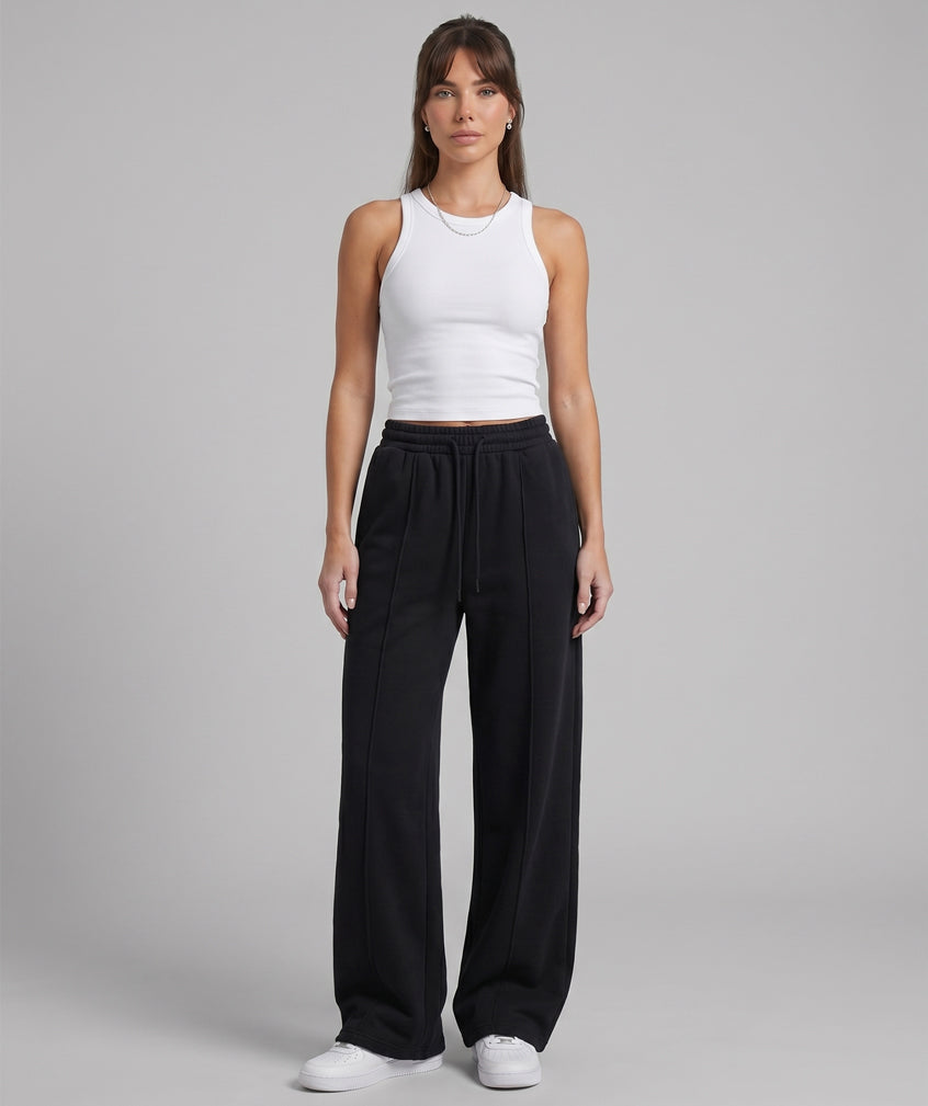 Herringbone Wool Wide Leg Trouser